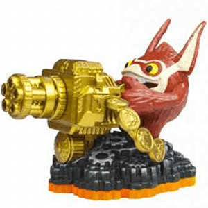 Skylanders Trigger Happy figuur met gouden pistool, voorkant, tweedehands
