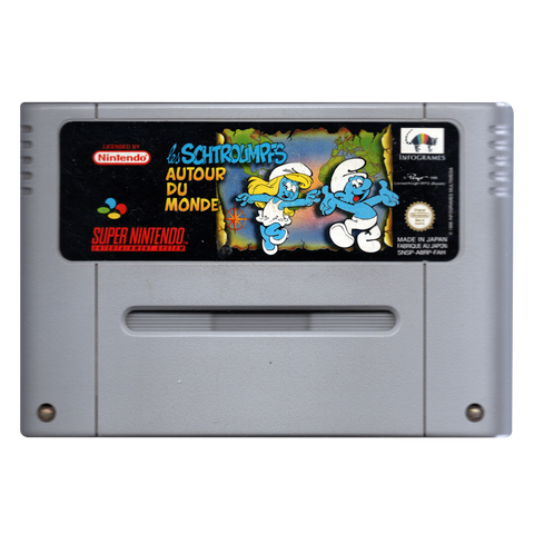 SNES-The Smurfs Travel the World (Losse Cassette) Tweedehands