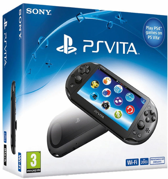 Sony PlayStation Vita Slim console, zwart, doos voorkant, tweedehands