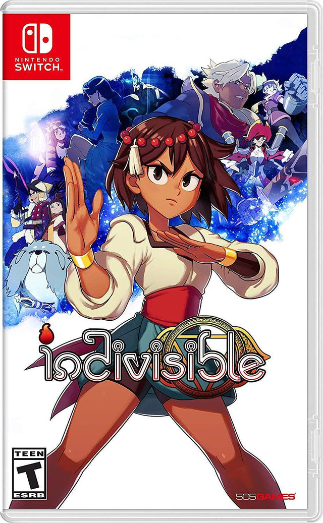 Nintendo Switch Indivisible, doos voorkant, Amerikaanse ESRB-uitgave, tweedehands