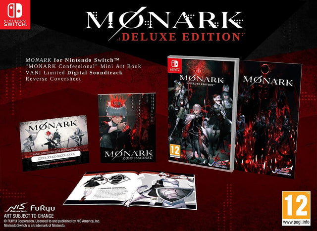 Nintendo Switch Monark Deluxe Edition, uitgeversafbeelding met doos, mini-artbook en omkeerbare hoes