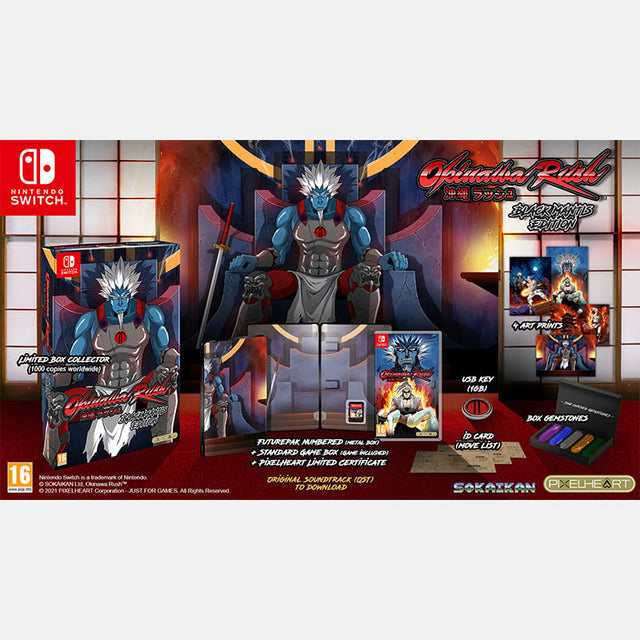Nintendo Switch Okinawa Rush Black Mantis Edition, reclamebeeld met verzameldoos, doos, USB-stick en artprints