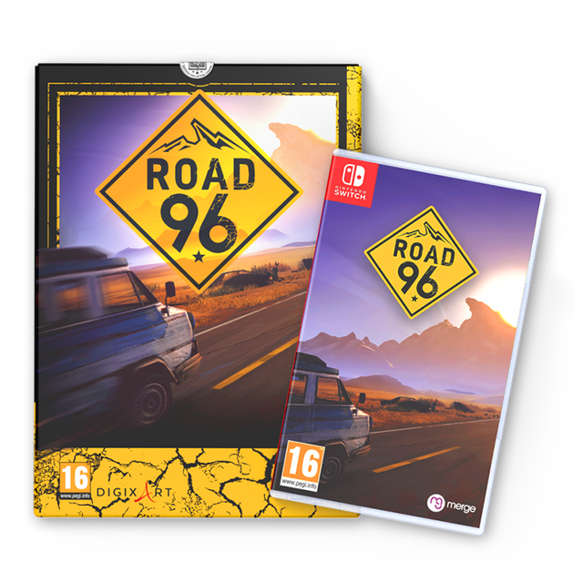 Nintendo Switch Road 96 Collector Edition, uitgeversafbeelding met verzameldoos en doos