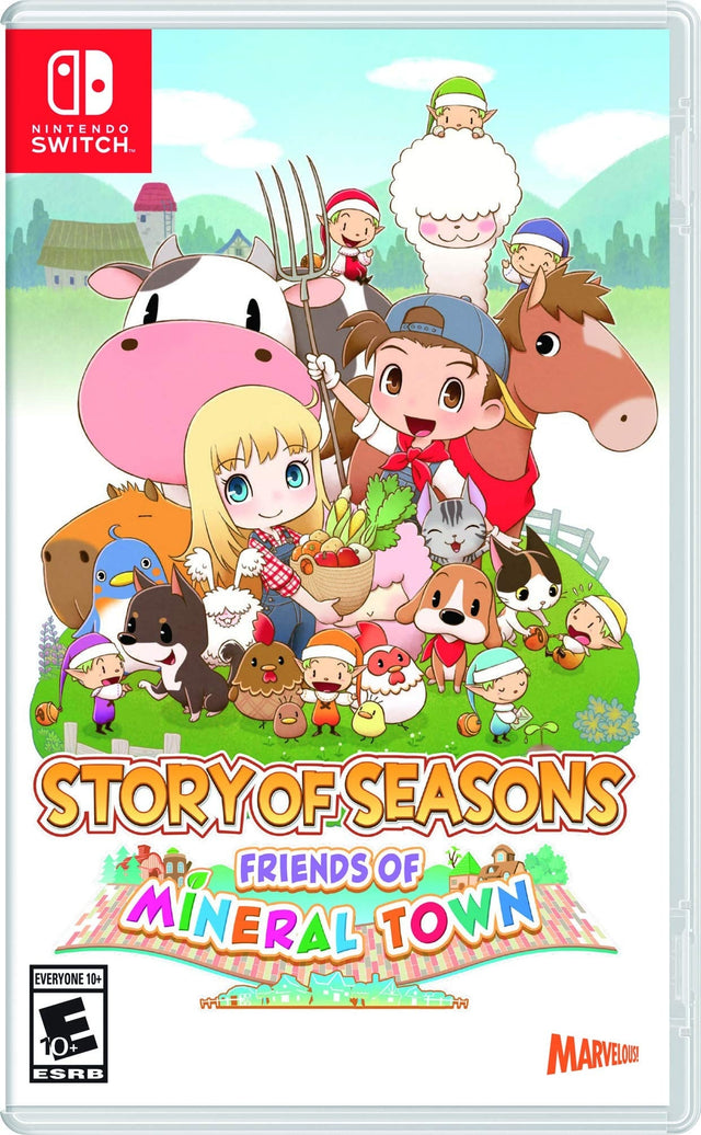 Nintendo Switch Story of Seasons Friends of Mineral Town, doos voorkant, Amerikaanse ESRB-uitgave, tweedehands