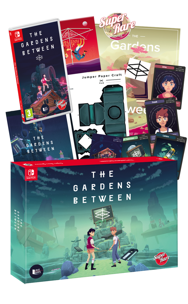 Nintendo Switch The Gardens Between Collector's Edition, uitgeversafbeelding met verzameldoos, doos, poster en kaarten