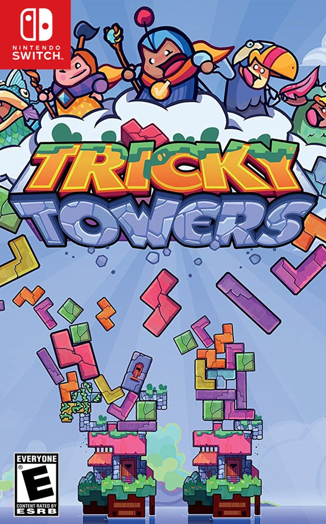Nintendo Switch Tricky Towers, doos voorkant, Amerikaanse ESRB-uitgave, tweedehands