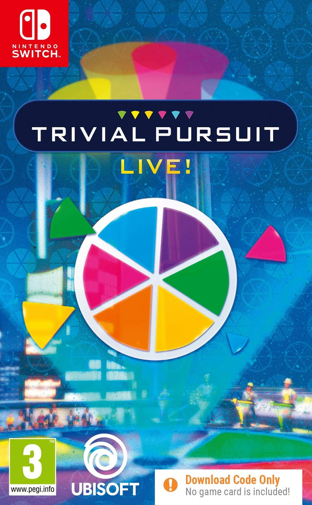 Nintendo Switch Trivial Pursuit Live, doos voorkant van de uitgave met alleen een downloadcode