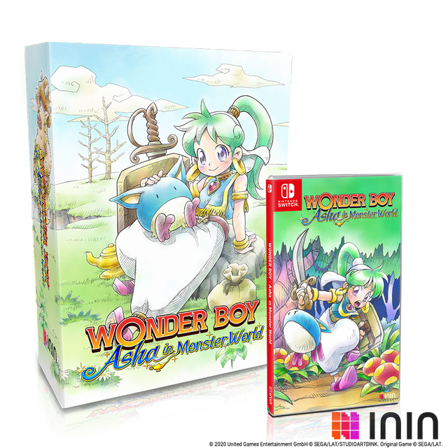 Nintendo Switch Wonder Boy Asha in Monster World Collector's Edition, uitgeversafbeelding met verzameldoos en doos