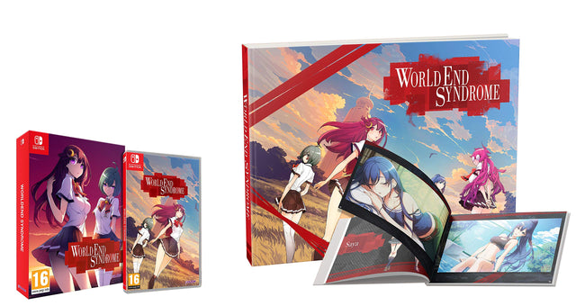 Nintendo Switch World End Syndrome Day One Edition, uitgeversafbeelding met doos en artbook