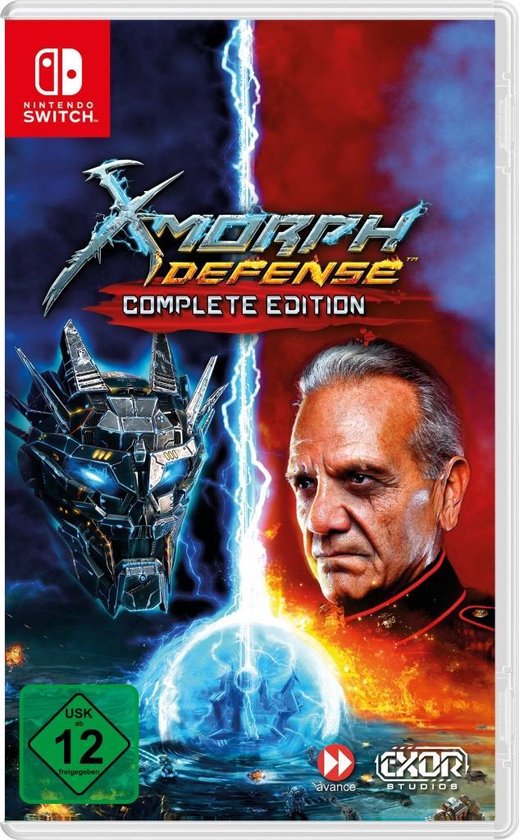 Nintendo Switch X-Morph Defense Complete Edition, doos voorkant met USK 12-label, tweedehands