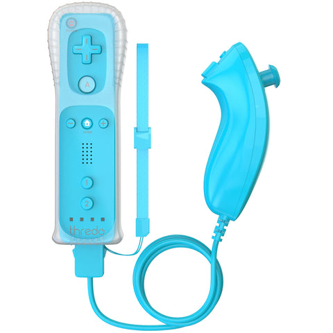 Thredo-Remote Controller + Nunchuk voor Nintendo Wii / Wii U (Motion Plus) - Licht Blauw (Nieuw)