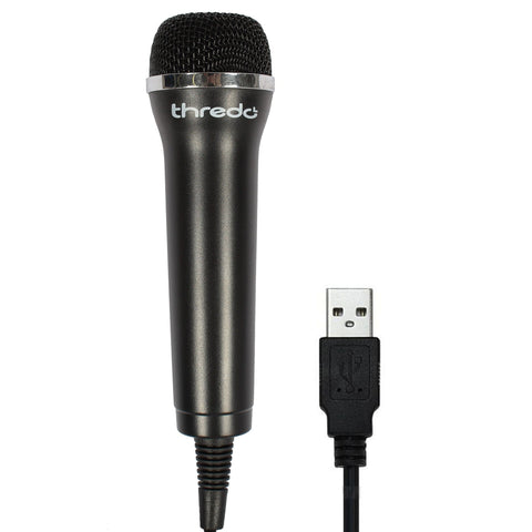 Thredo-USB microfoon voor Nintendo Switch, Wii, Wii U, PS2, PS3, PS4, Microsoft Xbox 360, Xbox One en PC (Guitar Hero, Singstar, Let's Sing, We Sing) - Zwart (Nieuw)