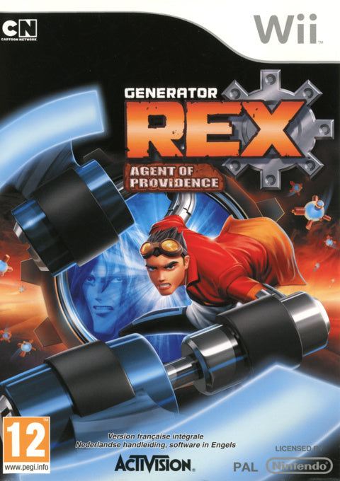 Nintendo Wii Generator Rex Agent of Providence van Activision, doos voorkant met Rex en zijn mechanische armen, tweedehands
