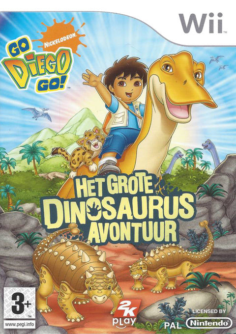 Nintendo Wii Go Diego Go Het Grote Dinosaurus Avontuur, doos voorkant, tweedehands