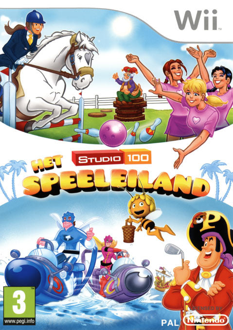 Nintendo Wii Het Studio 100 Speeleiland, doos voorkant, tweedehands