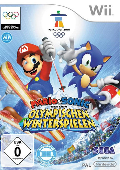 Nintendo Wii Mario & Sonic op de Olympische Winterspelen, doos voorkant, Duitstalige uitgave, tweedehands