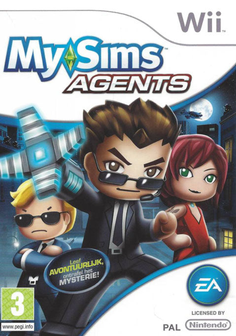 Nintendo Wii MySims Agents, doos voorkant met Nederlandse tekst, tweedehands