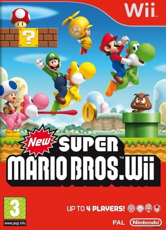 Nintendo Wii New Super Mario Bros Wii, doos voorkant, standaarduitgave PAL, tweedehands
