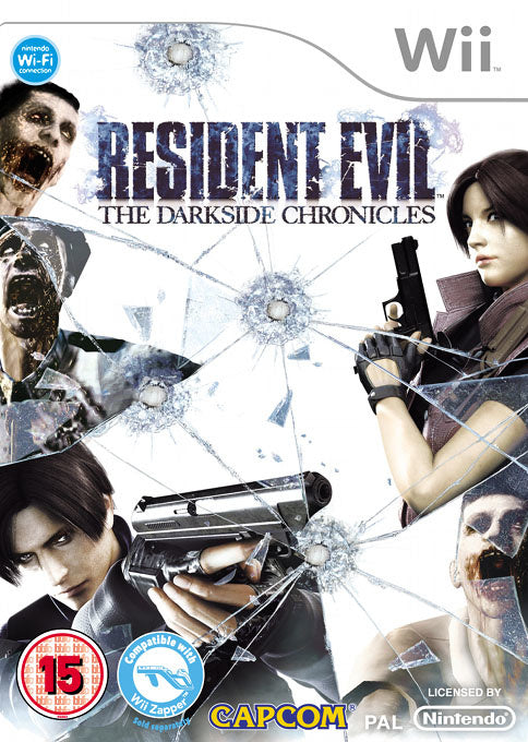 Nintendo Wii Resident Evil The Darkside Chronicles, doos voorkant, Britse BBFC-uitgave, tweedehands
