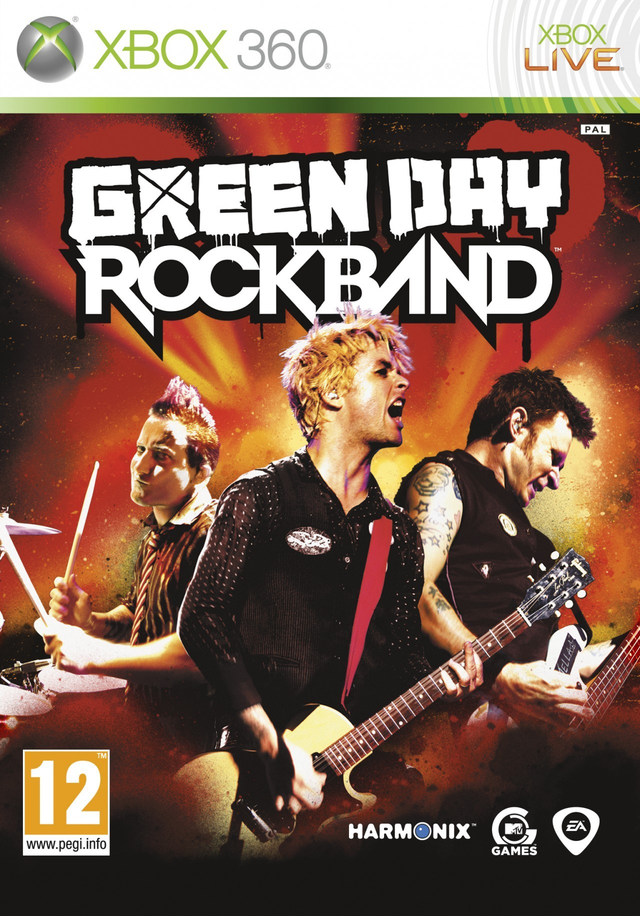 Xbox 360 Green Day Rock Band van Harmonix en MTV Games, muziekgame, doos voorkant, tweedehands