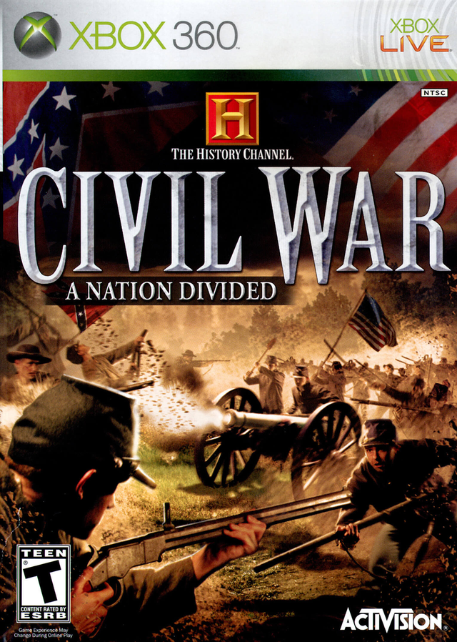 Xbox 360 The History Channel Civil War A Nation Divided van Activision, doos voorkant, Amerikaanse NTSC-uitgave met ESRB