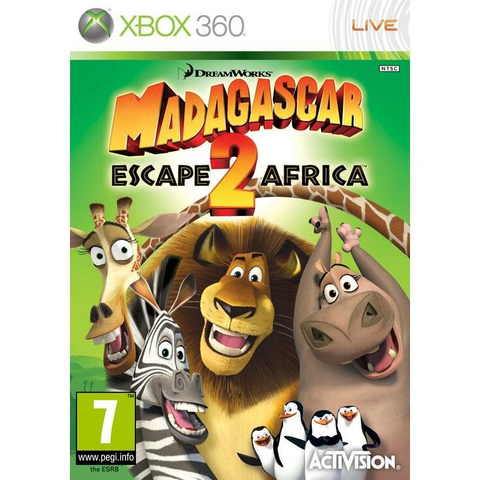 Xbox 360 DreamWorks Madagascar Escape 2 Africa van Activision, doos voorkant met NTSC-opdruk, tweedehands
