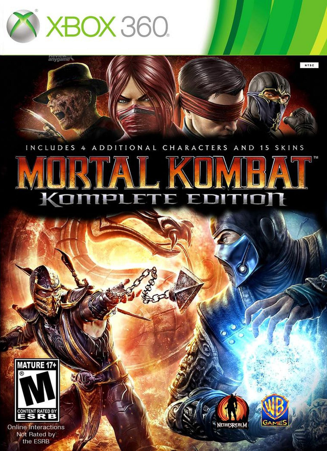 Xbox 360 Mortal Kombat Komplete Edition, doos voorkant, Amerikaanse NTSC-uitgave, tweedehands