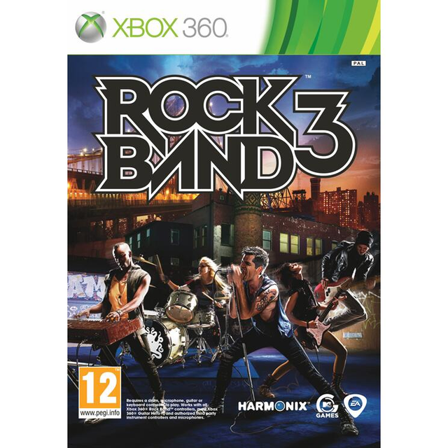 Xbox 360 Rock Band 3, doos voorkant, tweedehands