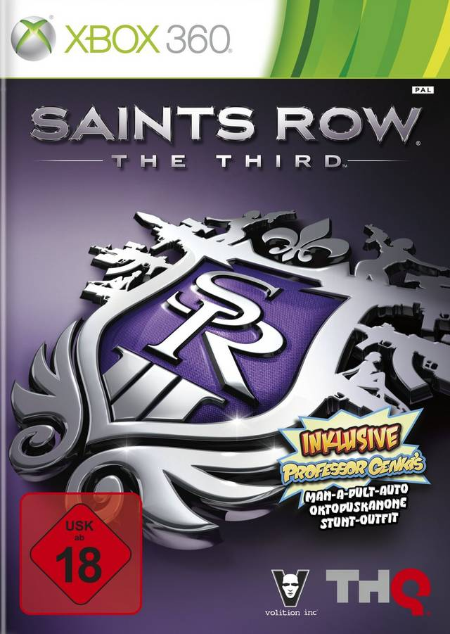 Xbox 360 Saints Row The Third, Duitse doos voorkant met USK 18-label, tweedehands