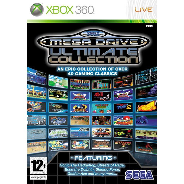 Xbox 360 Sega Mega Drive Ultimate Collection, meer dan 40 klassieke Sega-games, doos voorkant, tweedehands