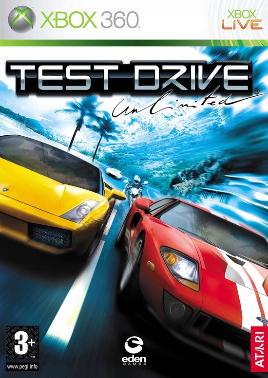 Xbox 360 Test Drive Unlimited, doos voorkant, tweedehands