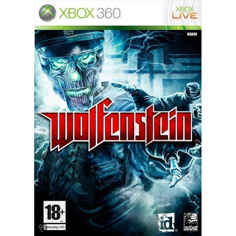 Xbox 360 Wolfenstein uit 2009, doos voorkant met NTSC-opdruk, tweedehands