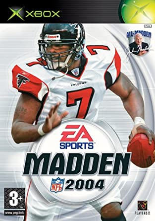 Xbox Madden NFL 2004 van EA Sports, doos voorkant met quarterback in Falcons-shirt nummer 7, tweedehands