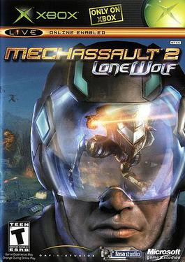 Xbox MechAssault 2 Lone Wolf van Microsoft, ESRB-hoes met piloot achter een blauw vizier, tweedehands