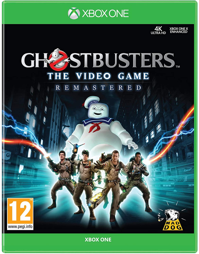 Xbox One Ghostbusters The Video Game Remastered van Mad Dog Games, doos voorkant met vier spokenjagers, tweedehands